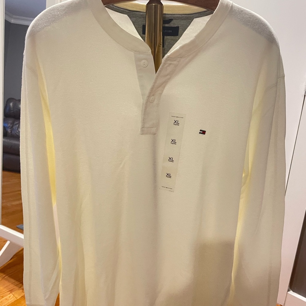 Tommy Hilfiger Men's Cream Henley Shirt. New with tags